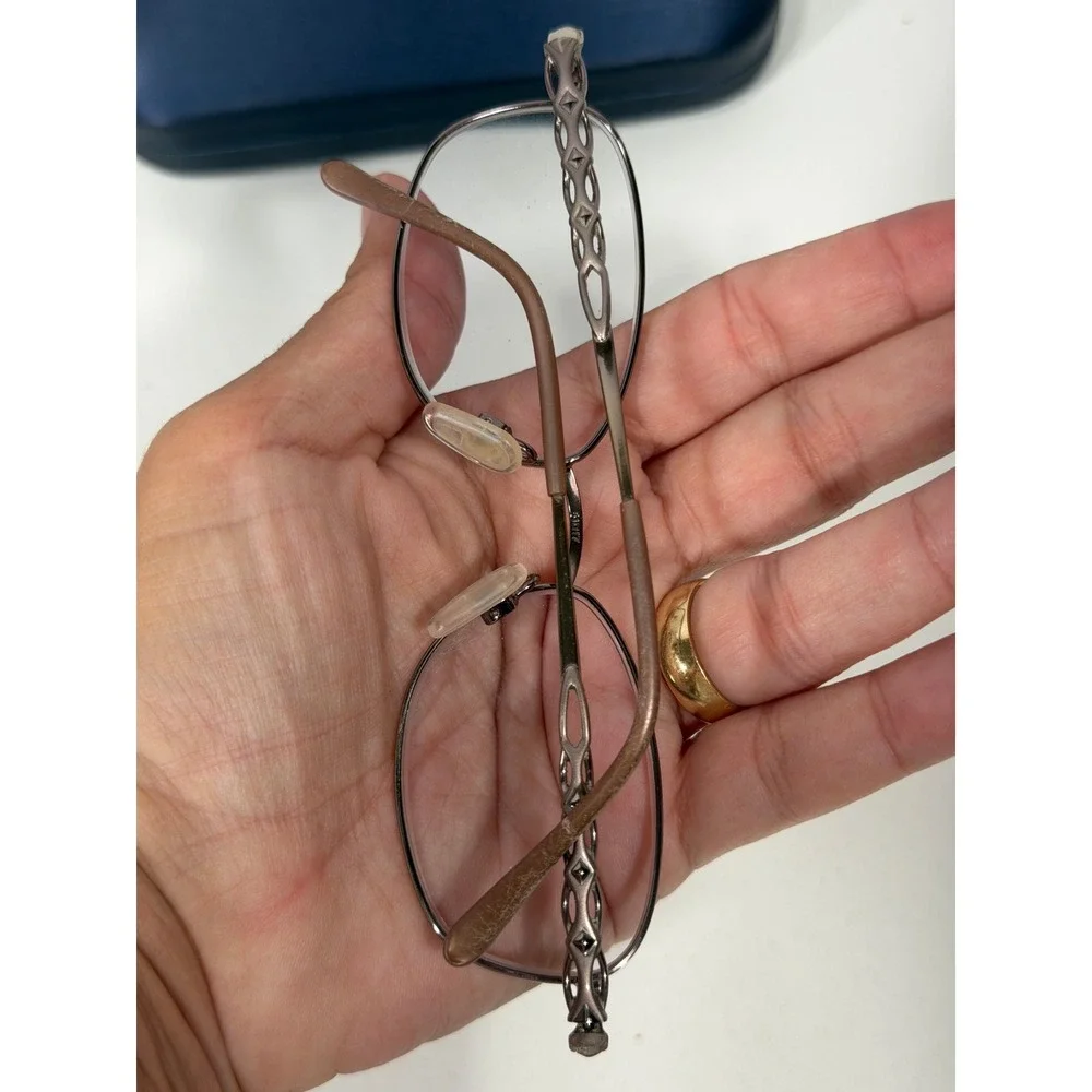 Tura Mod 939 VIO‎ Oval Eyeglasses frames Violet Metal Chain Link 51-17-135 Case
